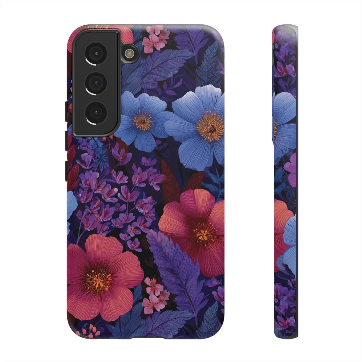Samsung Tough Phone Case with Lavender Tropics design by Printify, featuring vibrant tropical patterns for Galaxy phones.
