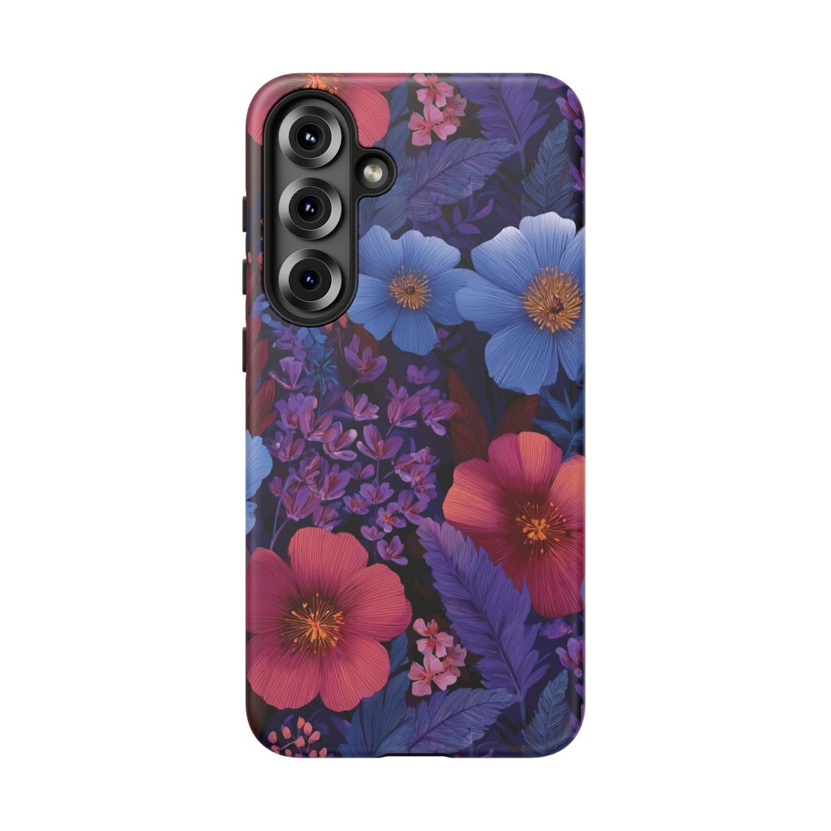 Samsung Tough Phone Case in Lavender Tropics with vibrant tropical print, designed for durable protection.
