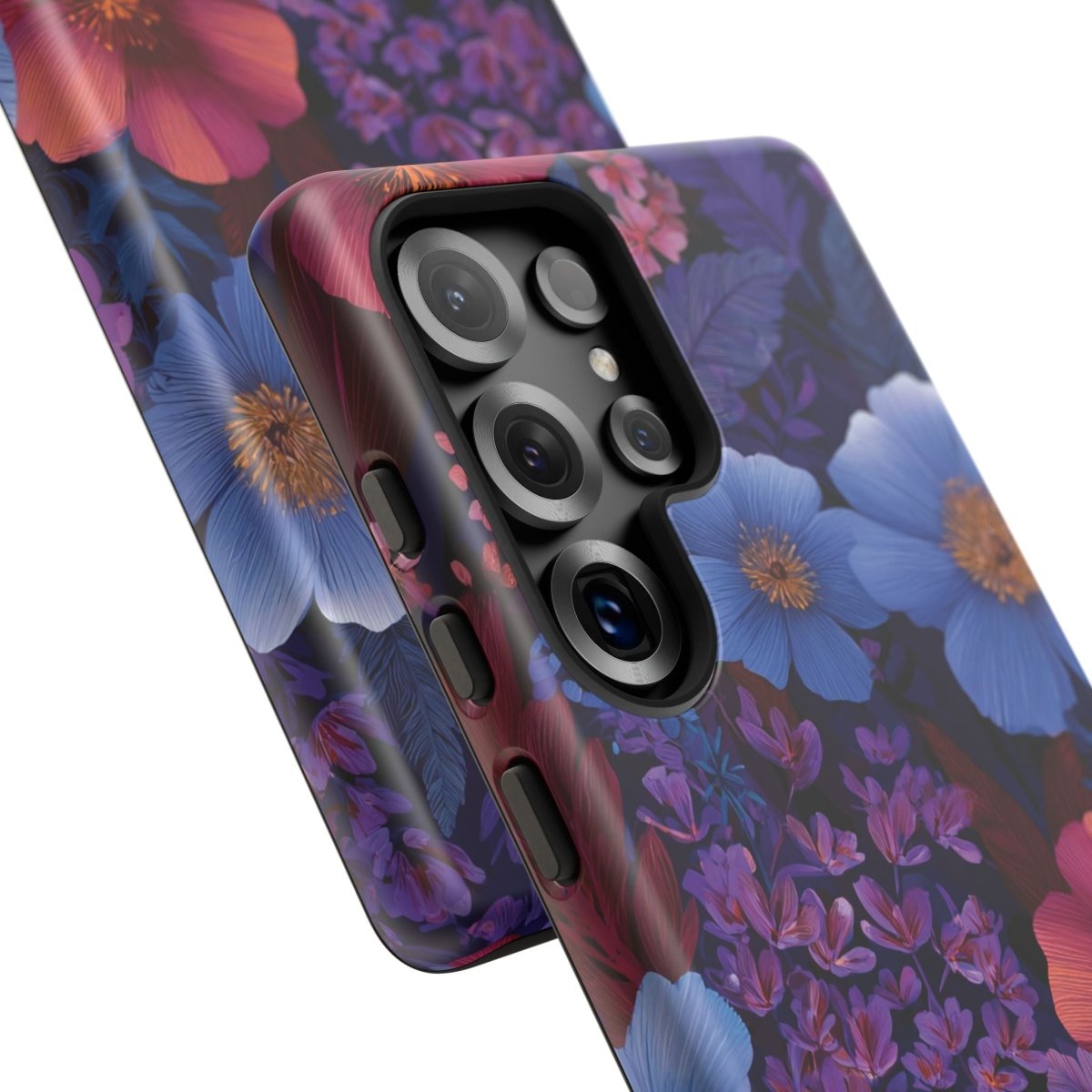 Samsung Tough Phone Case with Lavender Tropics design by Printify, featuring a vibrant tropical pattern for Samsung smartphones.