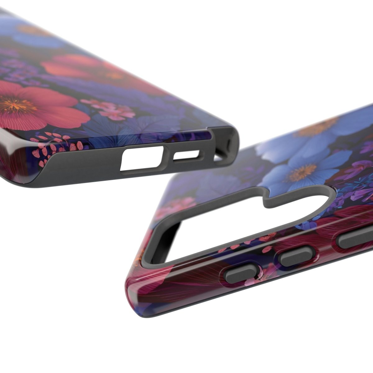 Samsung Tough Phone Case with Lavender Tropics design by Printify, showcasing tropical floral pattern for Samsung phones.
