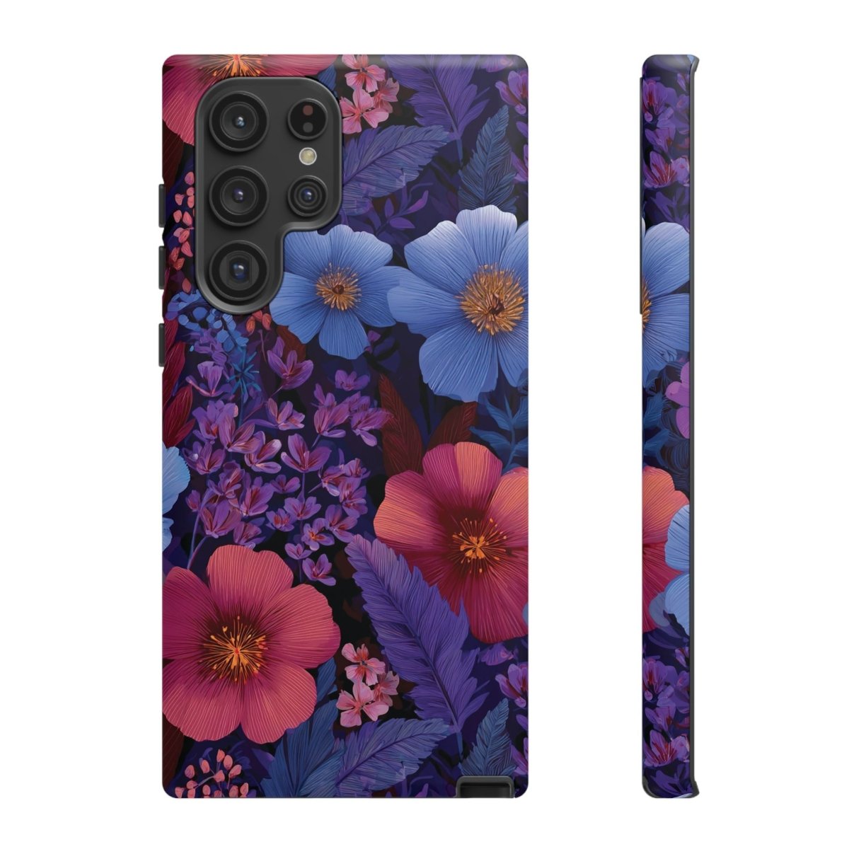 Samsung Tough Phone Case in Lavender Tropics print, designed for durable protection, featuring colorful tropical patterns.