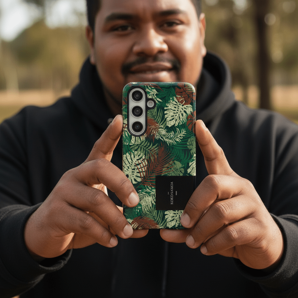 Samsung Tough Phone Case by WOYC in Tafatafa Greens, designed for durable protection for smartphones.