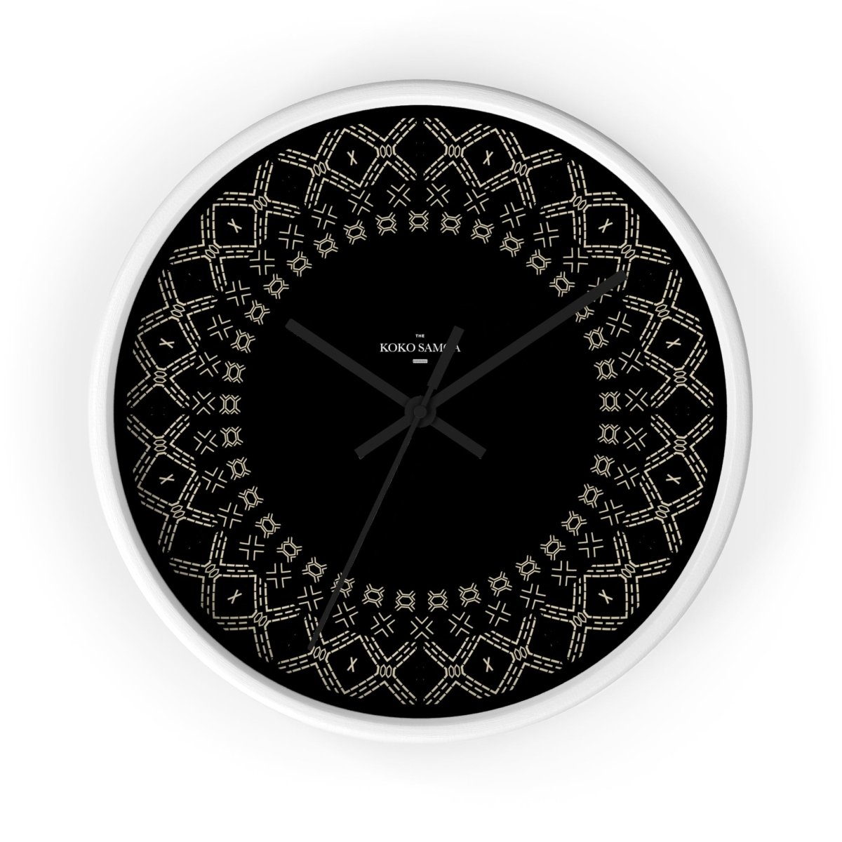 Black Spoke Malu 10-inch wall clock with white face and modern design, suitable for AU, NZ, and US settings.