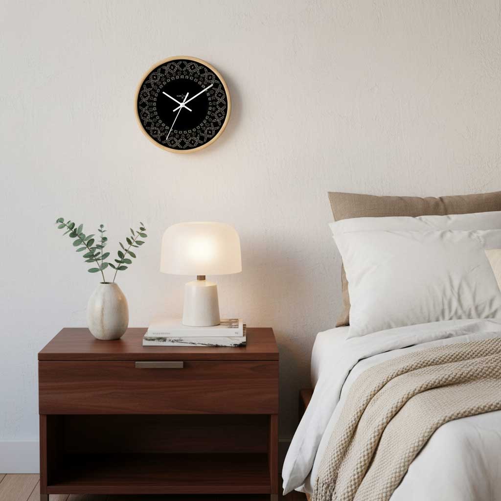 Spoke Malu 10-inch wall clock with black base and white face, suitable for AU, NZ, and USA home decor.