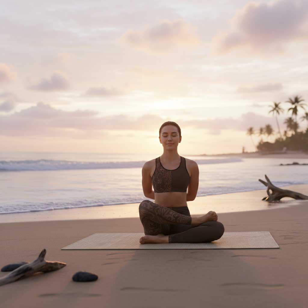 Miami Sublimation IslandRise high-waisted leggings in Bloom Mocha Mousse, plus size, shown in size 2XL to 6XL.