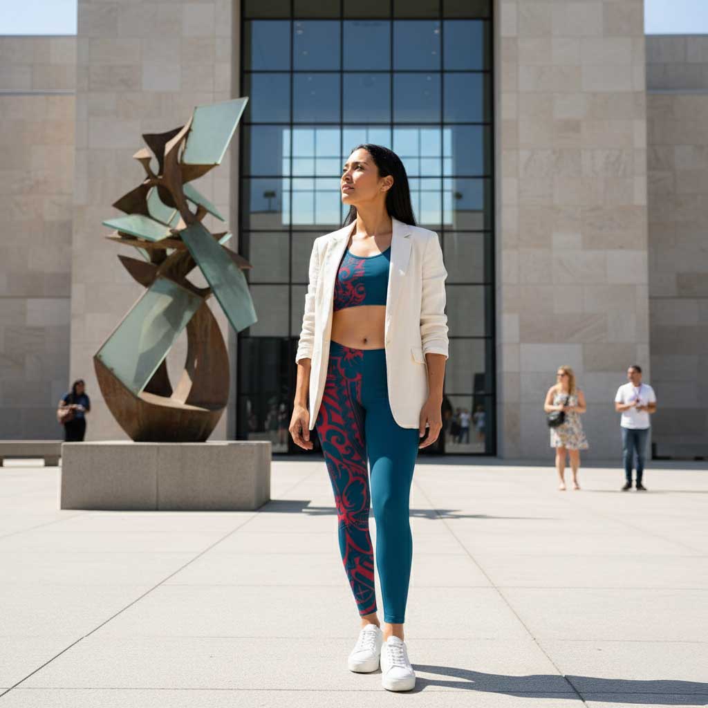 FYBY IslandFlex mid-rise leggings in Bloom Winterberry Blue, plus size 2XL to 6XL, featuring a vibrant winterberry blue pattern.