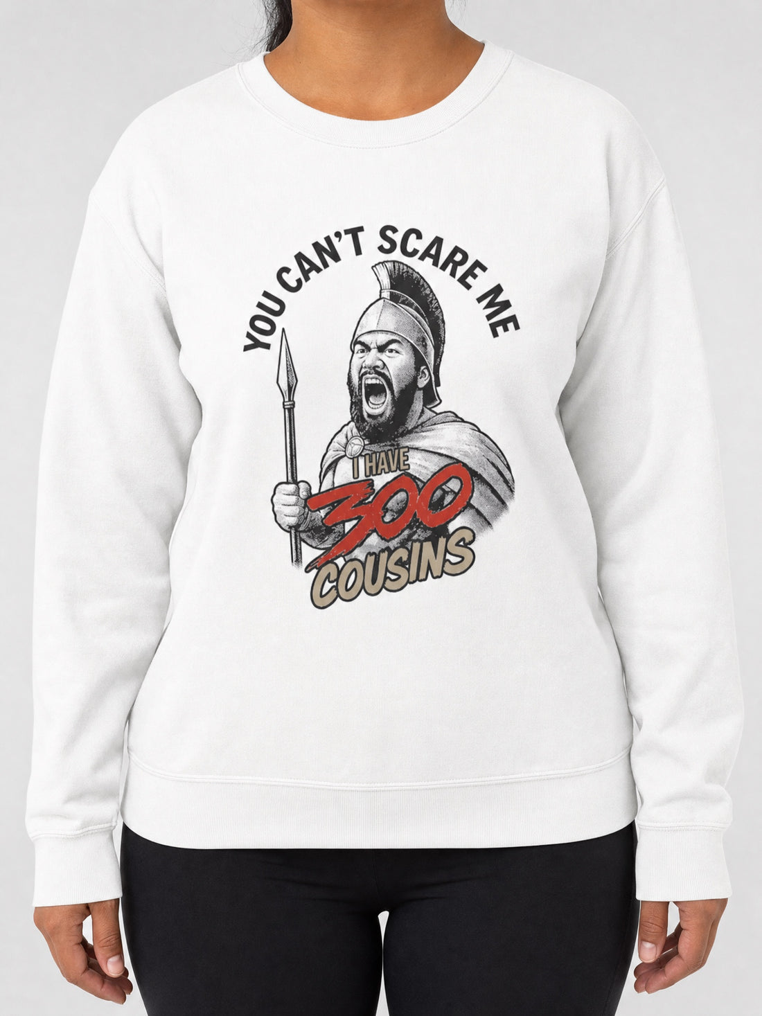 Unisex Heavy Sweatshirt - 300 Cousins on a light grey studio background