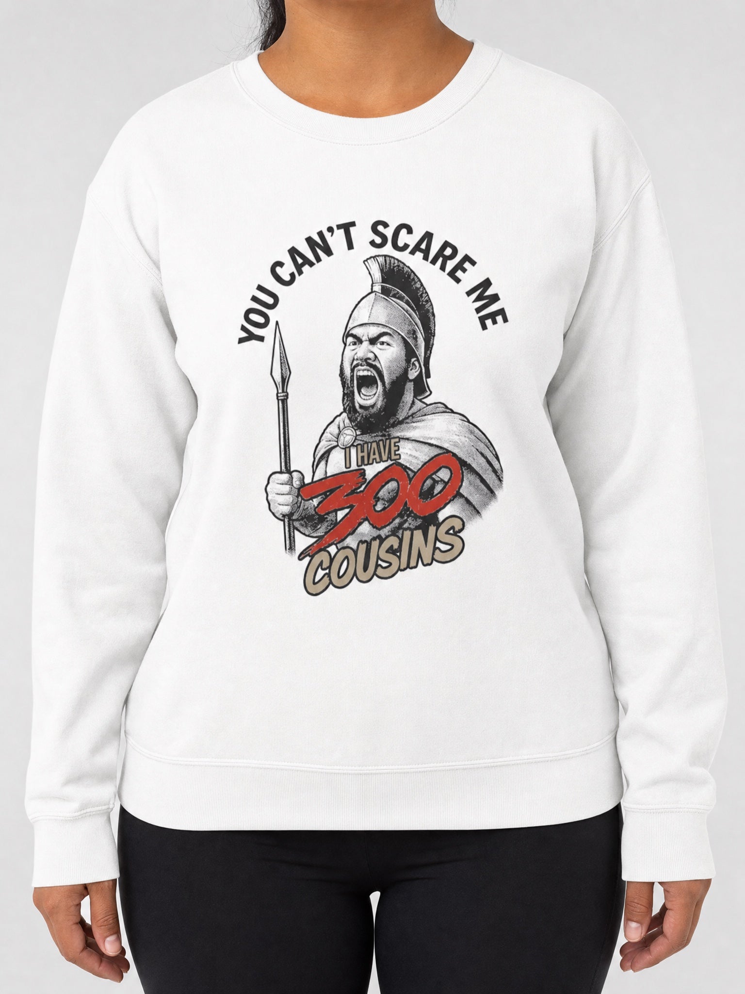Unisex Heavy Sweatshirt - 300 Cousins on a light grey studio background