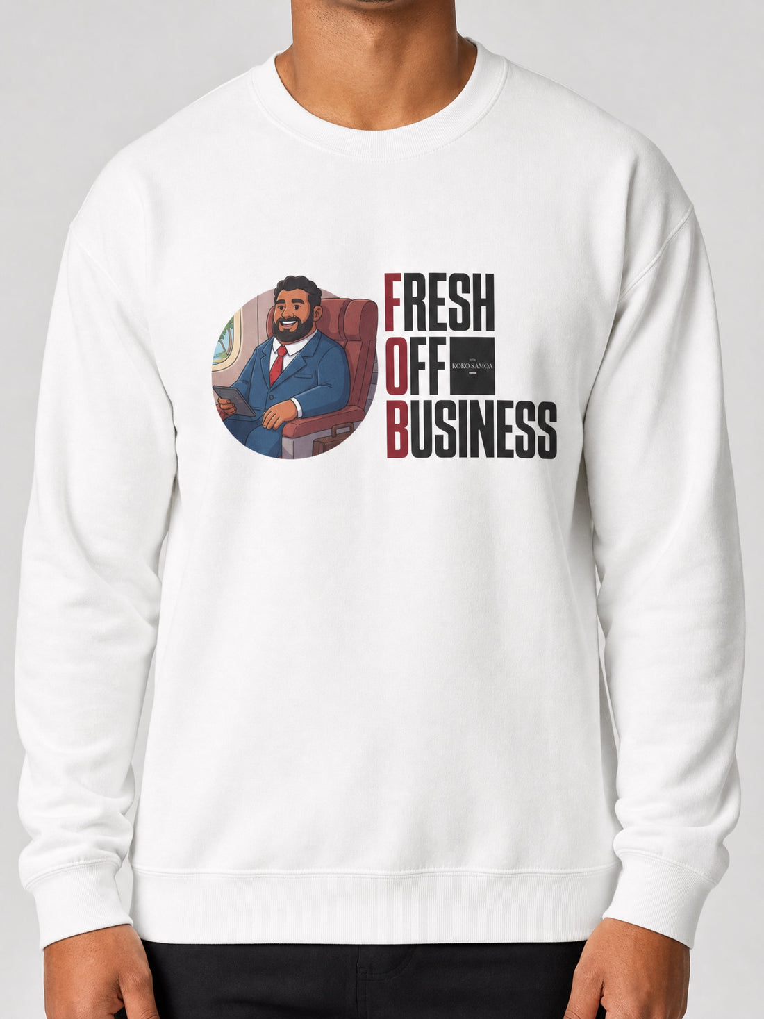 Unisex Heavy Sweatshirt - Fresh Off Business on a light grey studio background