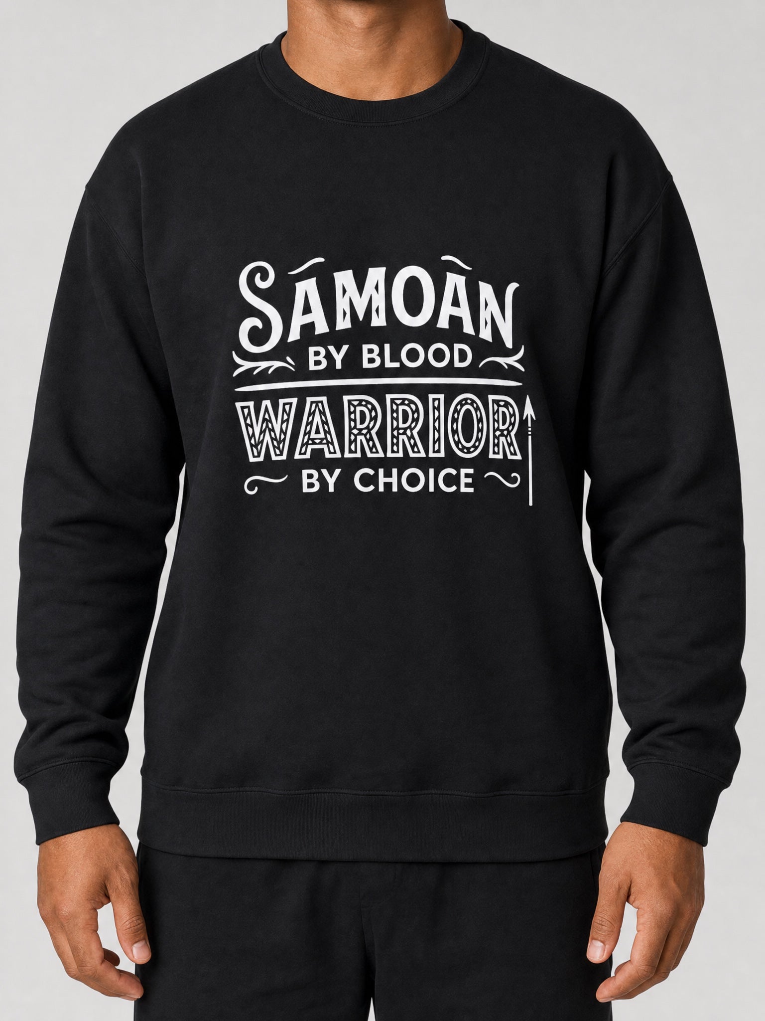 Unisex Heavy Sweatshirt - Warrior by Choice on a light grey studio background