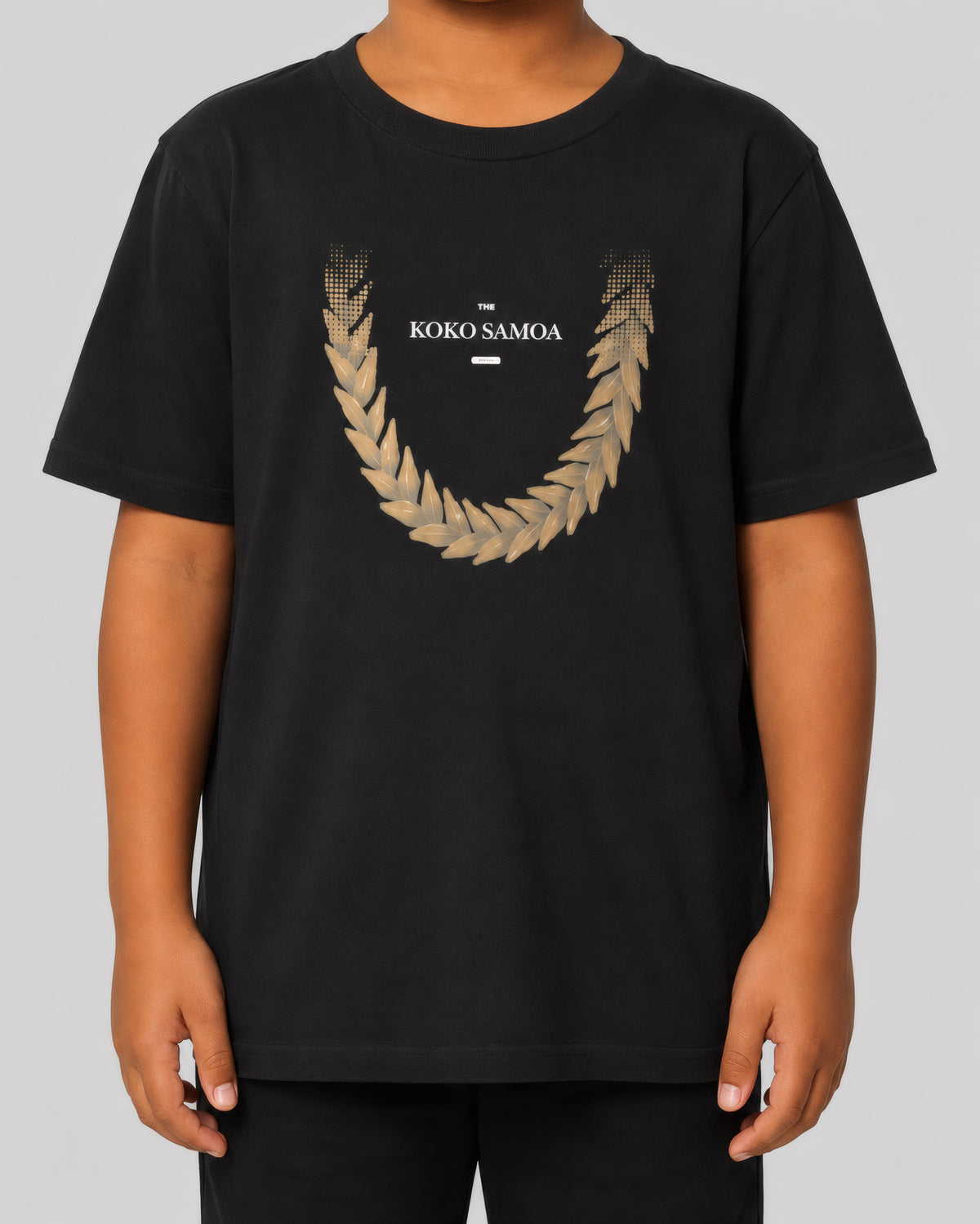 Kids Tee - Ula Fala Brown on a light grey studio background