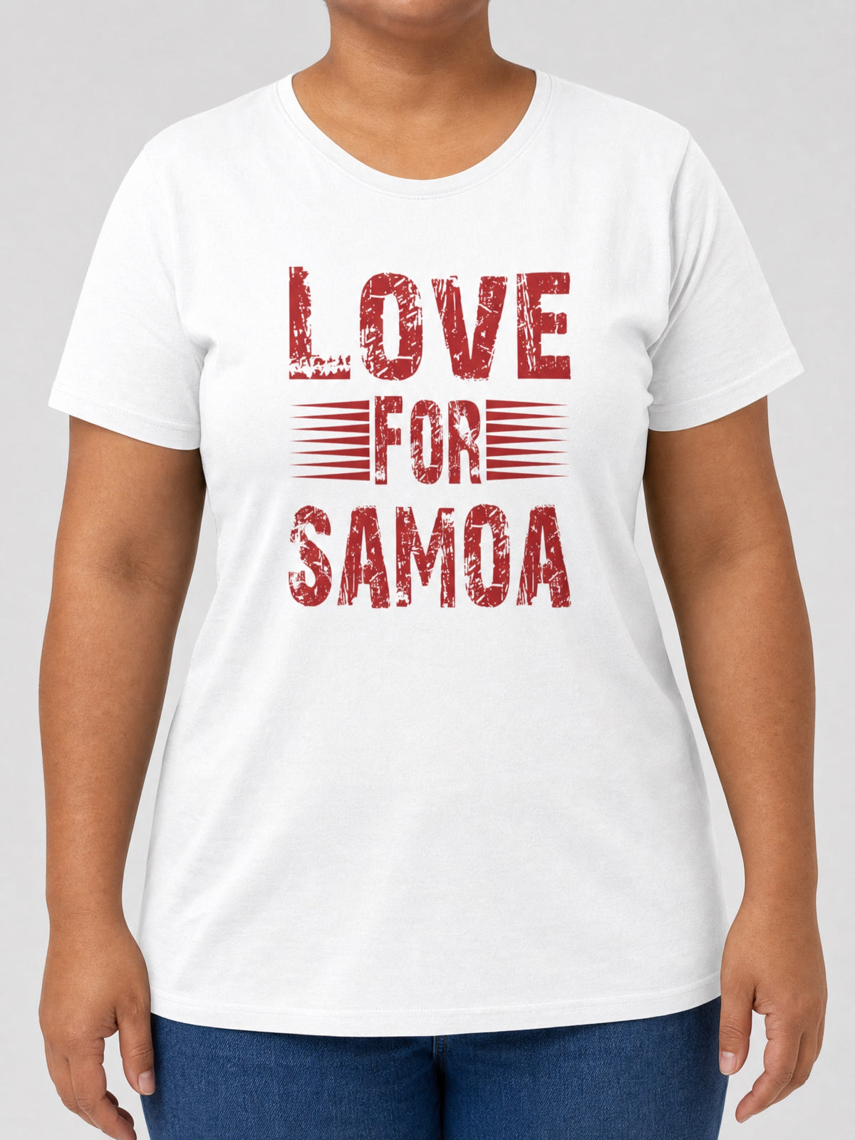 Soft Unisex Tee - Love for Samoa on a light grey studio background