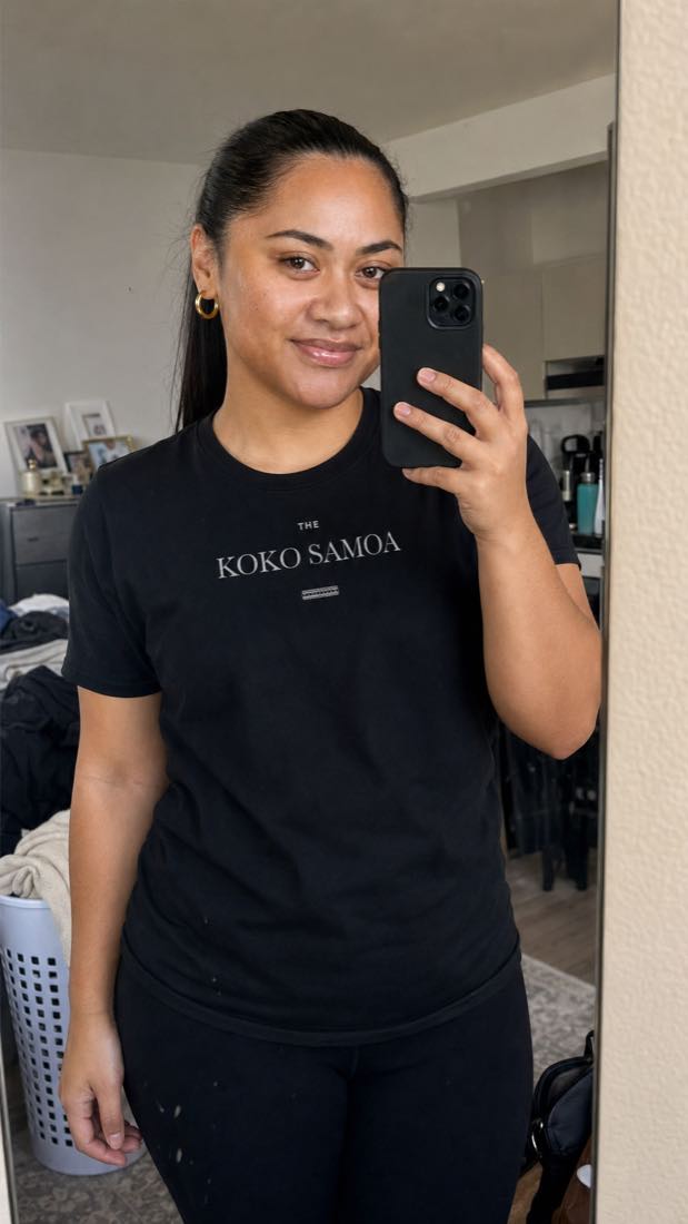 Black heavy unisex tee with the The Brand Classic print, The Koko Samoa