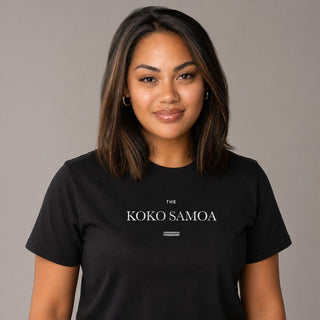 Black heavy unisex tee with the The Brand Classic print, The Koko Samoa