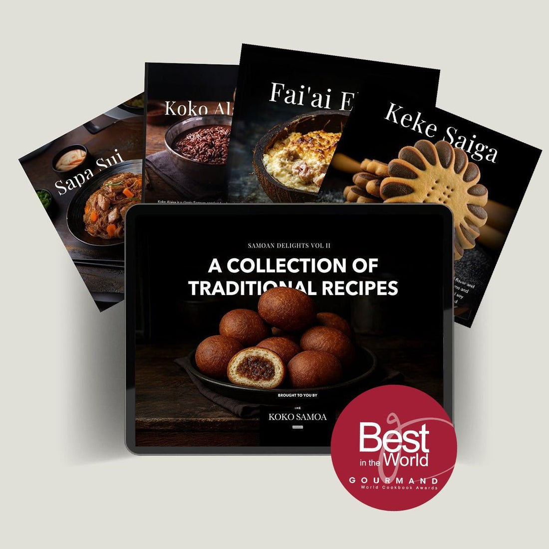 Cover image of "Samoan Delights: Complete Edition" e-book by The Koko Samoa, featuring traditional Samoan recipes and cuisine.
