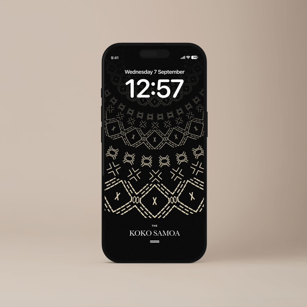 Samoan Malu phone wallpaper by The Koko Samoa, featuring traditional Polynesian tattoo design on a vibrant background.