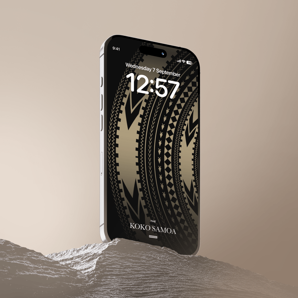 Phone wallpaper featuring Pe'a design by The Koko Samoa, suitable for AU, NZ, and USA devices, showcasing traditional Samoan patterns.