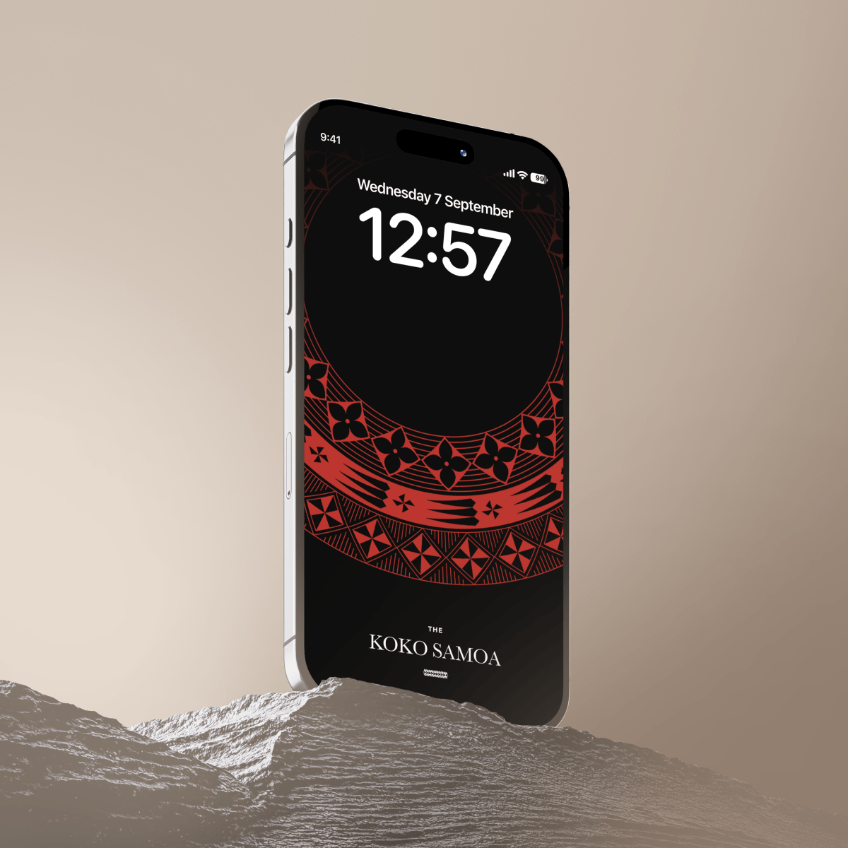Tongan red phone wallpaper by The Koko Samoa, vibrant red design perfect for mobile phone backgrounds.