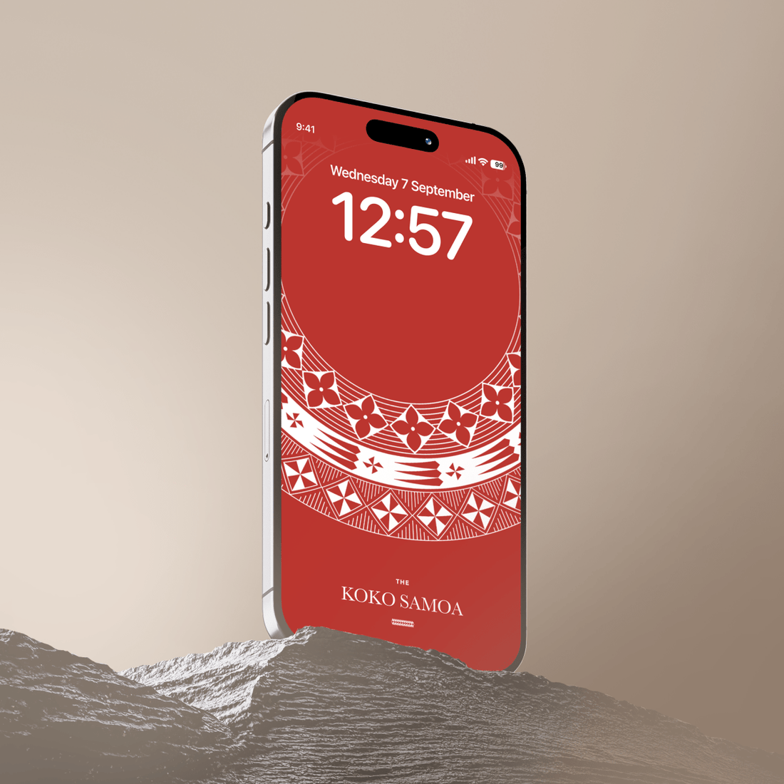 Tongan Red phone wallpaper by The Koko Samoa featuring vibrant red and traditional Polynesian patterns for mobile devices.