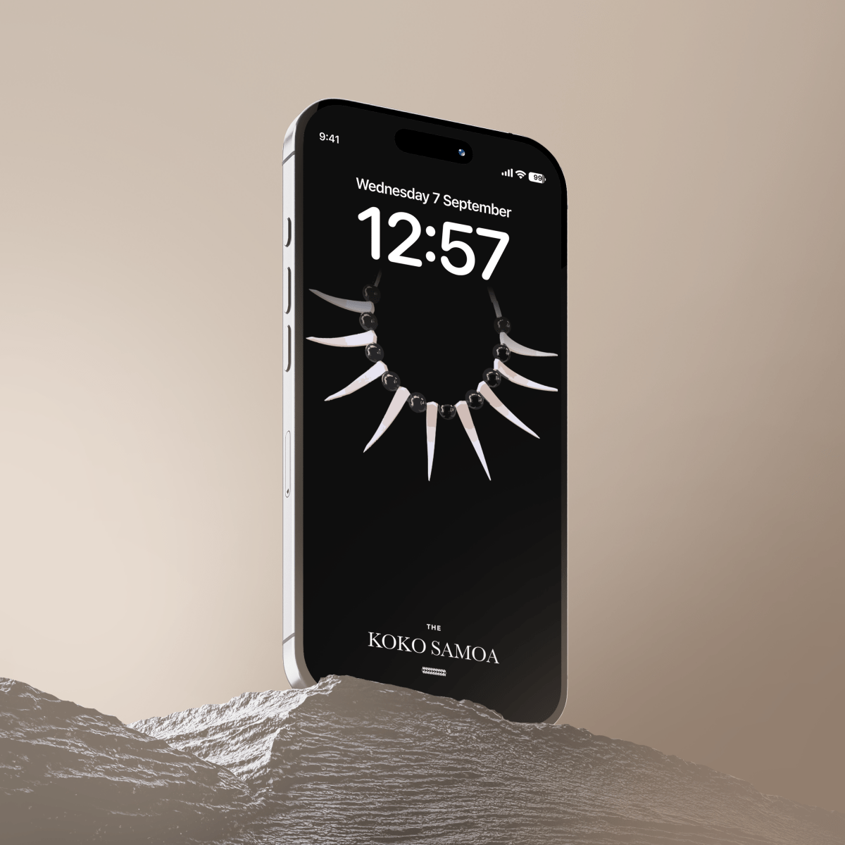 Phone wallpaper featuring Ula Nifo design by The Koko Samoa, suitable for AU, NZ, and USA devices.