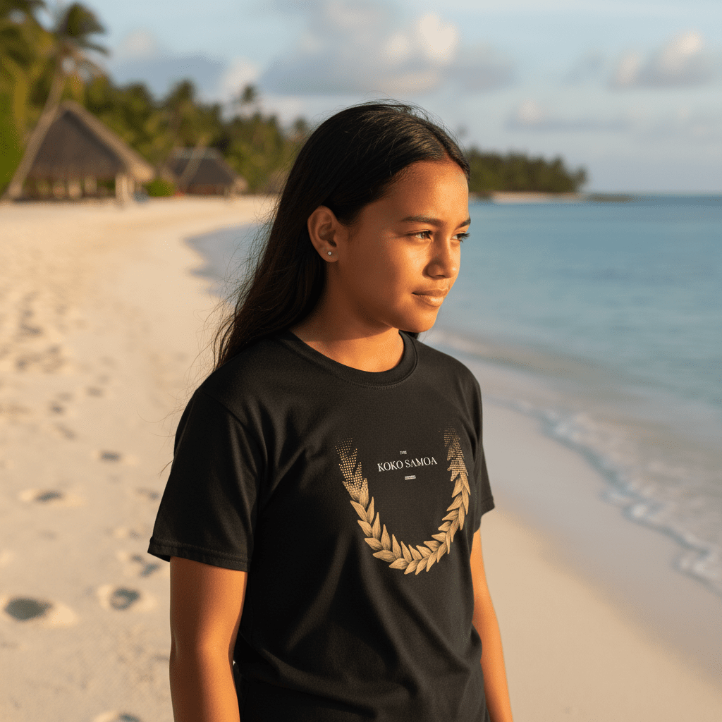 Ula Fala Brown kids tee, The Koko Samoa
