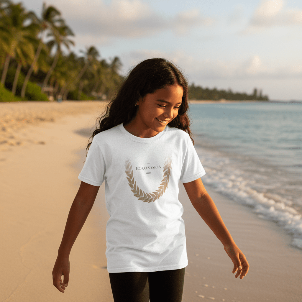 Ula Fala Brown kids tee, The Koko Samoa