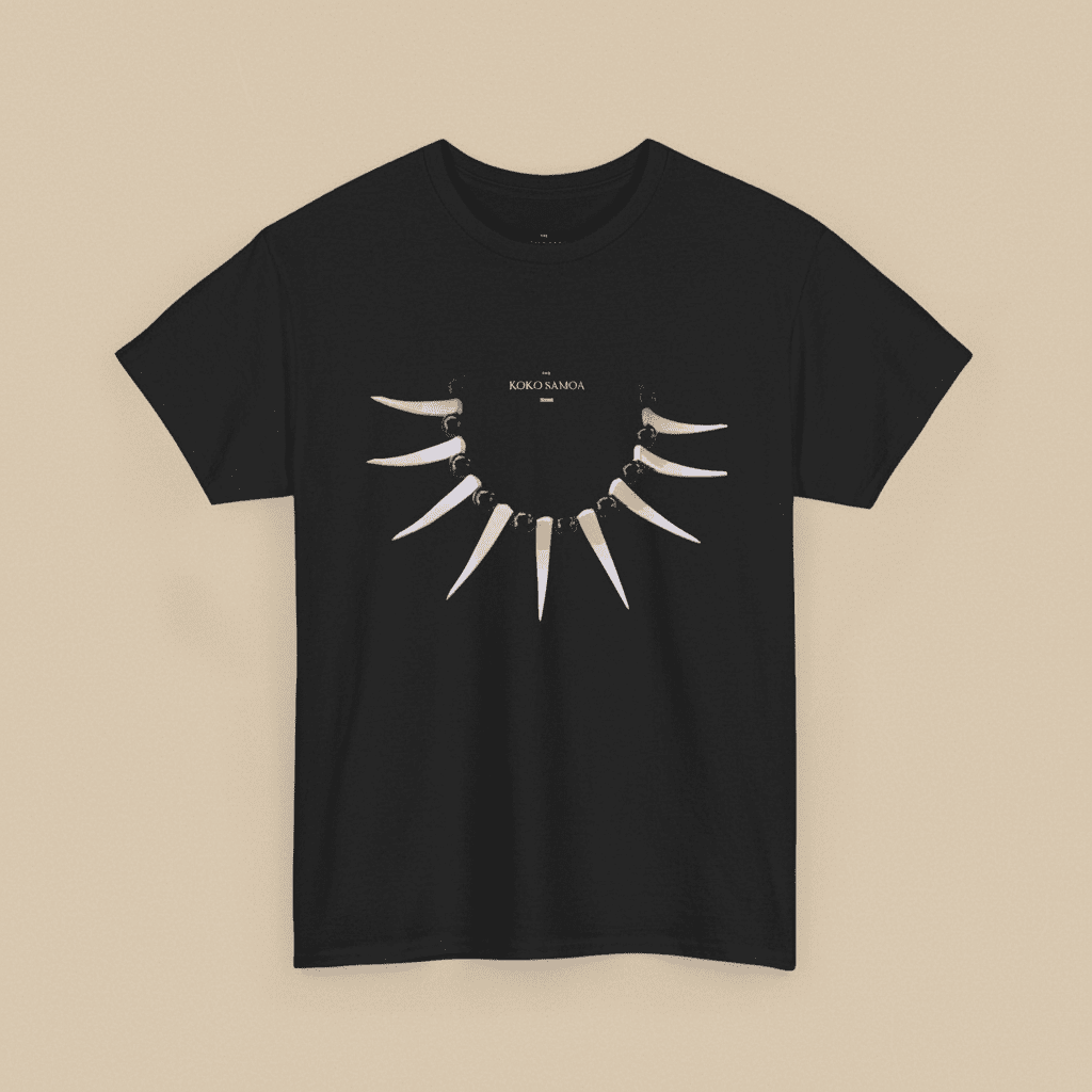 Black heavy unisex tee with the Ula Nifo print, The Koko Samoa