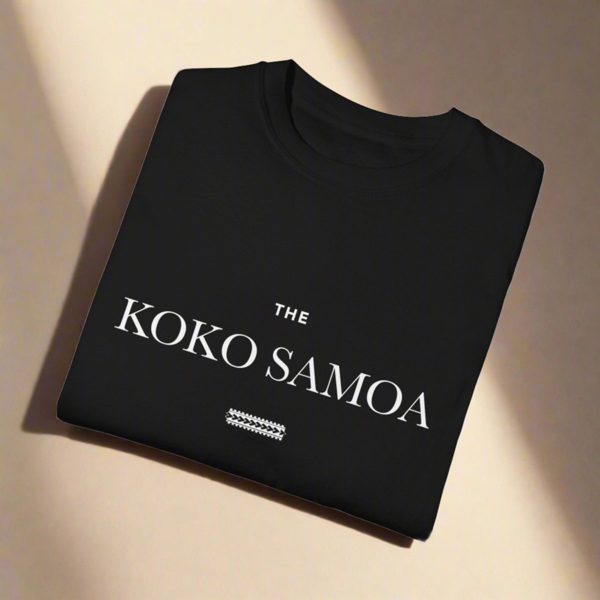 Black heavy unisex tee with the The Brand Classic print, The Koko Samoa
