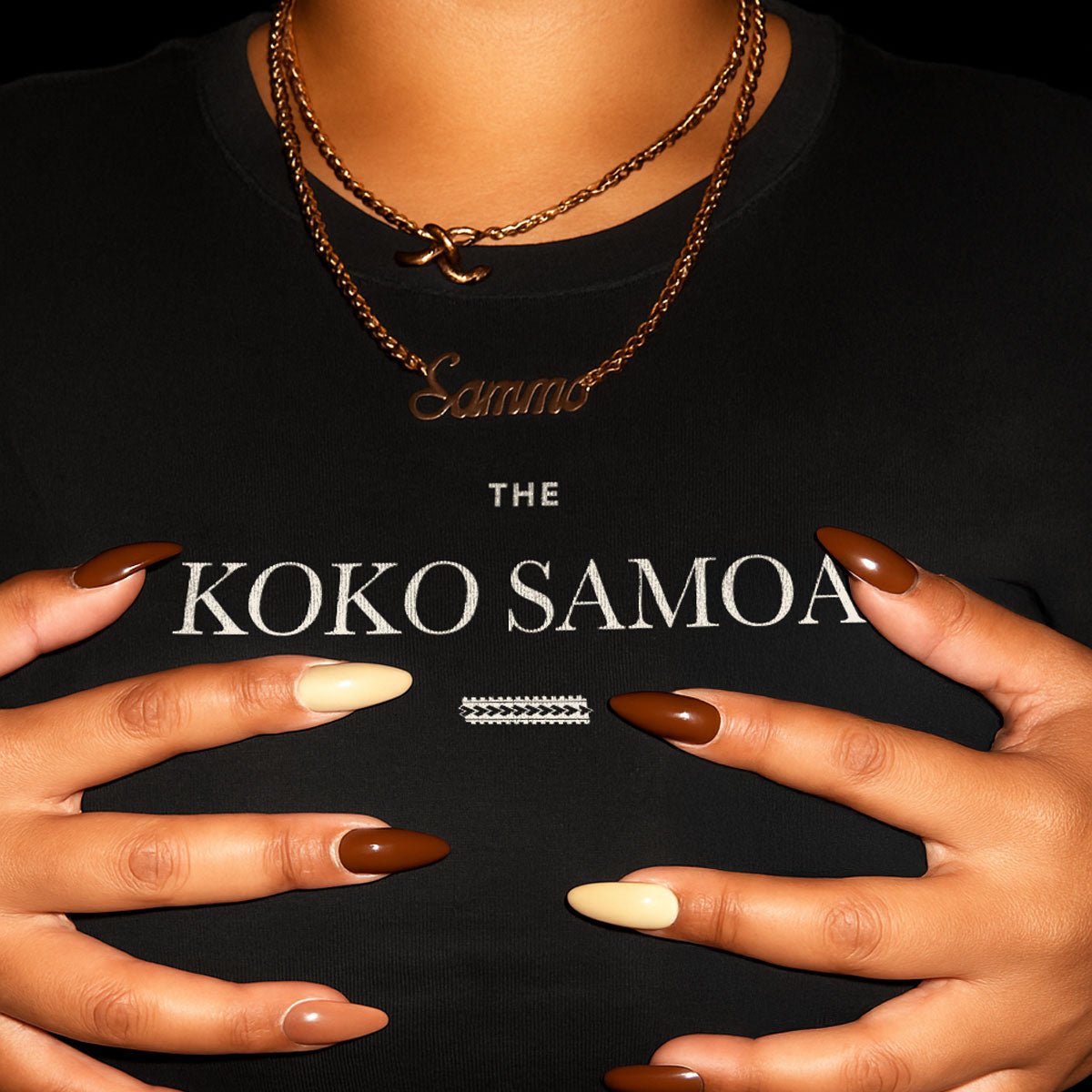 Black heavy unisex tee with the The Brand Classic print, The Koko Samoa