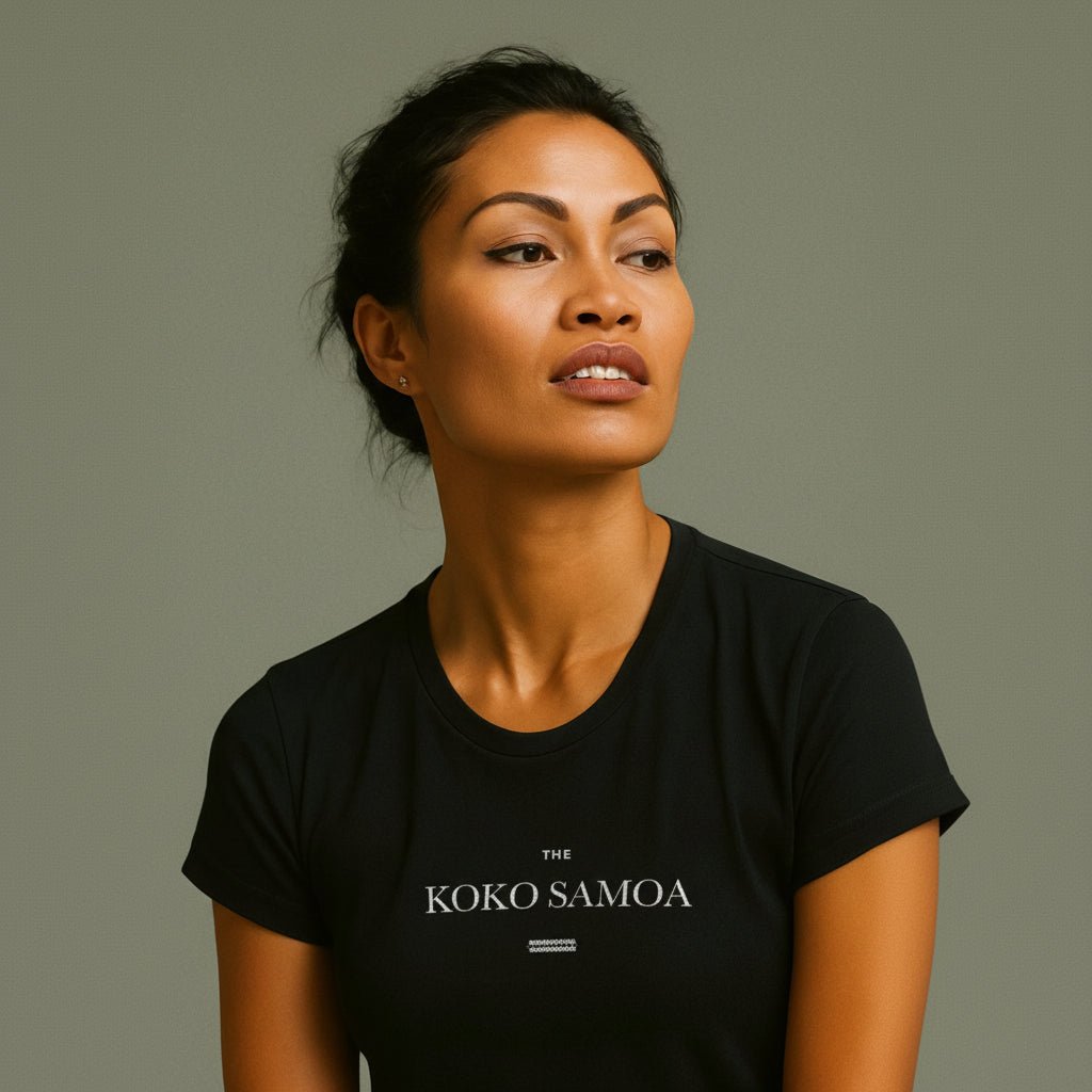Black heavy unisex tee with the The Brand Classic print, The Koko Samoa