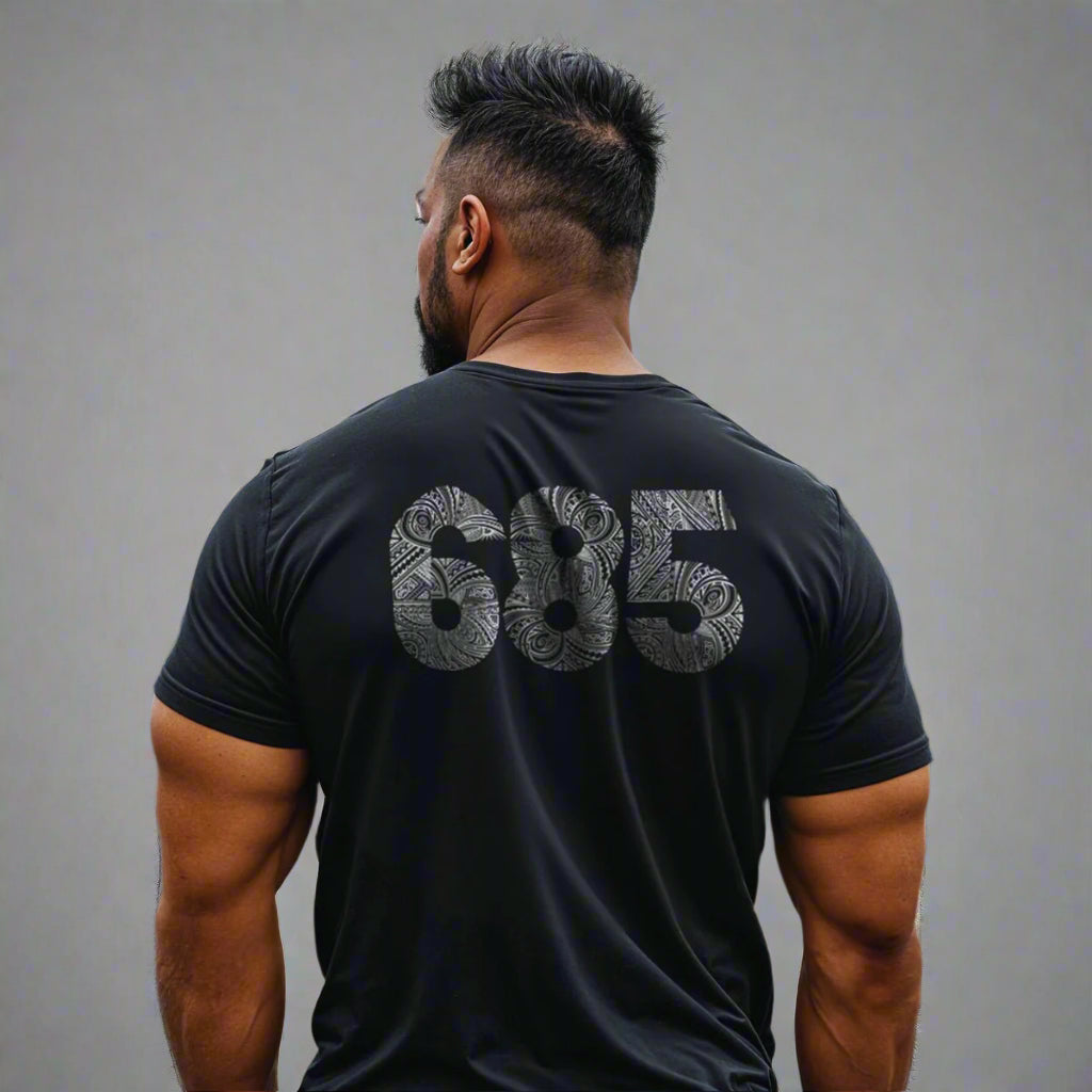 White heavy unisex tee with the 685 print, The Koko Samoa