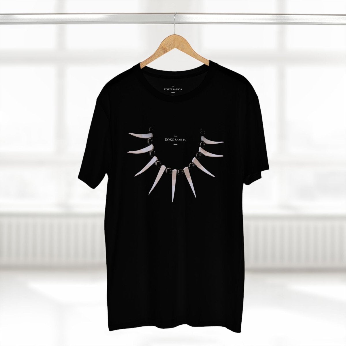 Black soft unisex tee with the Ula Nifo print, The Koko Samoa