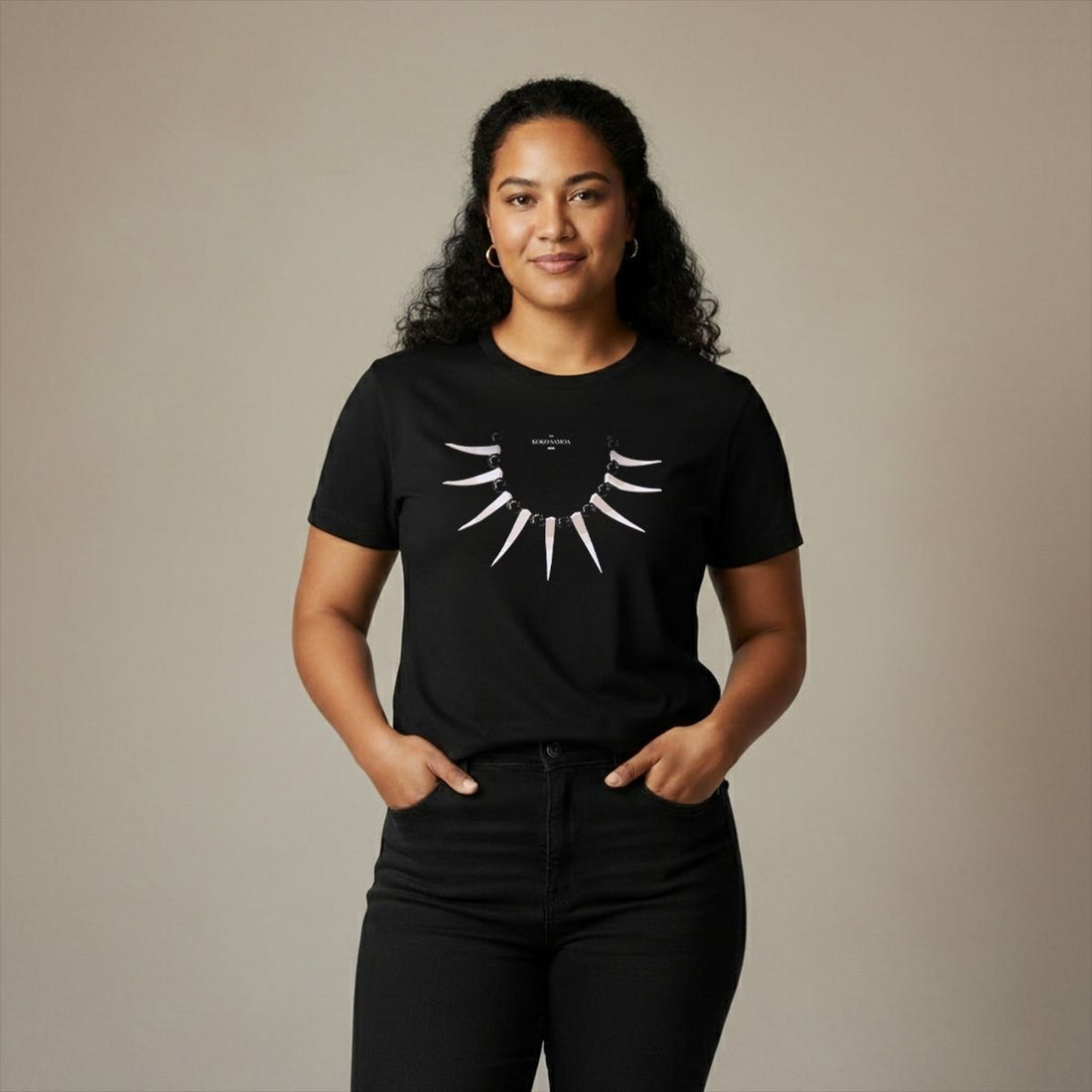 Black heavy unisex tee with the Ula Nifo print, The Koko Samoa