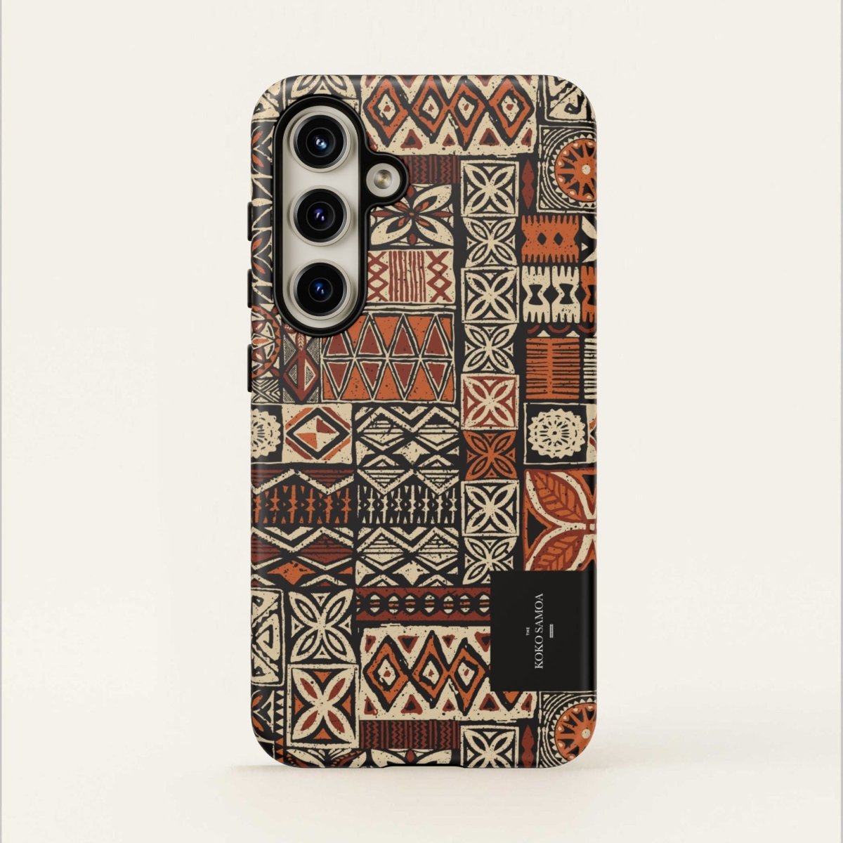 WOYC Tough Phone Case Elei design for AU/NZ/USA, durable protective cover with vibrant Koko Samoa pattern.