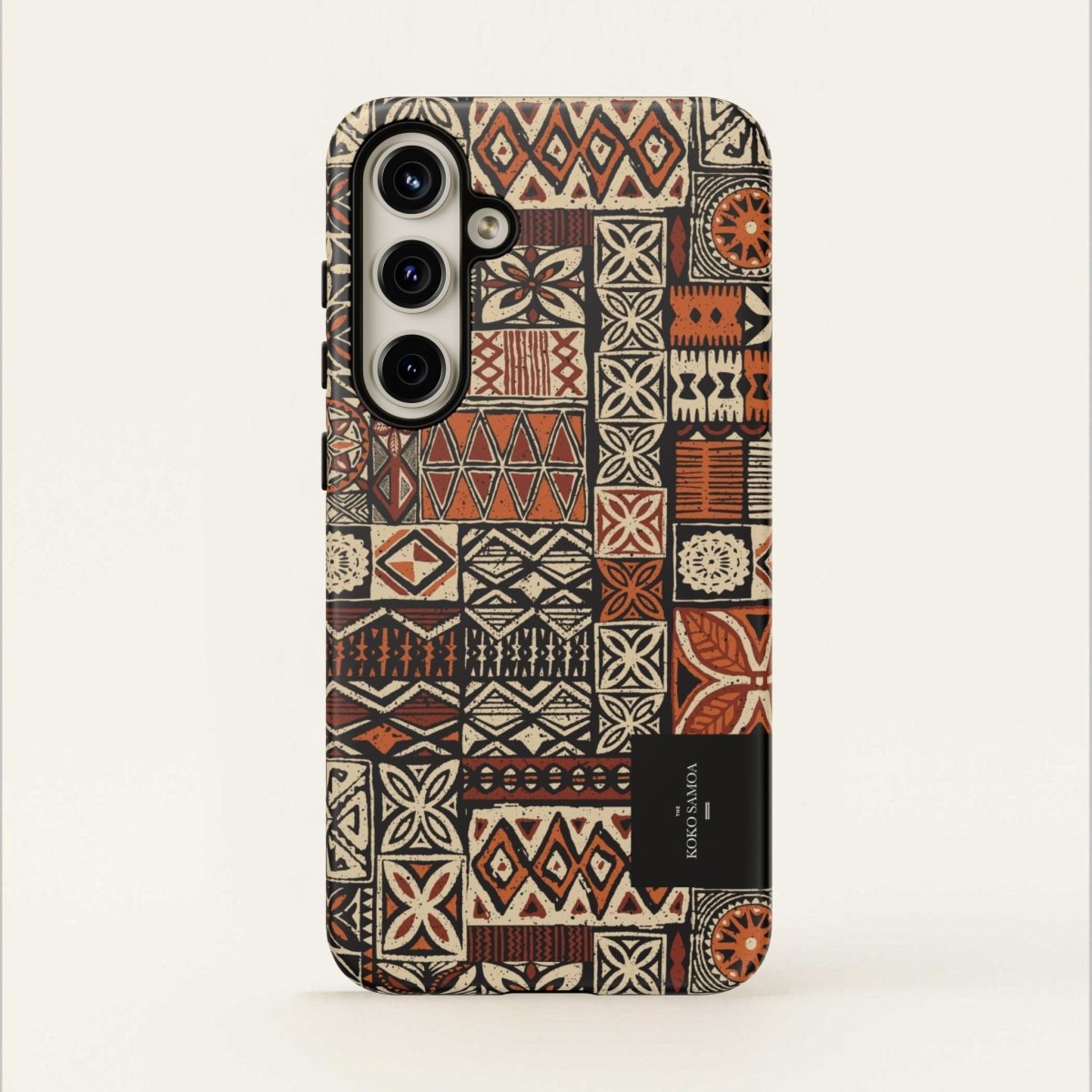WOYC Tough Phone Case Elei design for AU/NZ/USA, durable protective cover with tropical Koko Samoa pattern.
