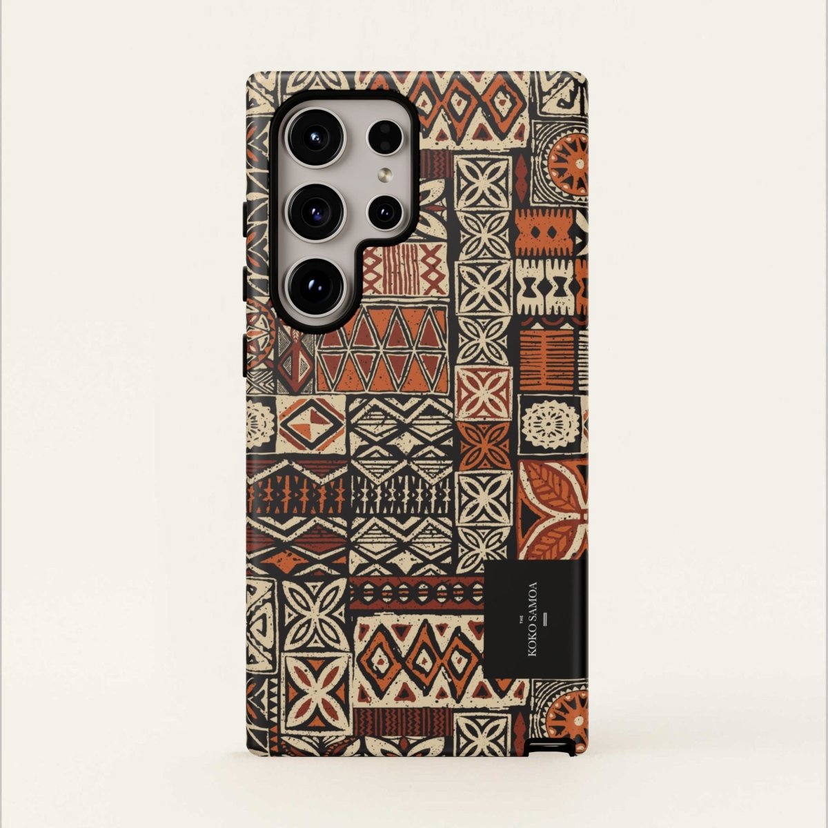 WOYC Tough Phone Case Elei design for AU/NZ/USA, durable protective cover with vibrant Koko Samoa pattern.