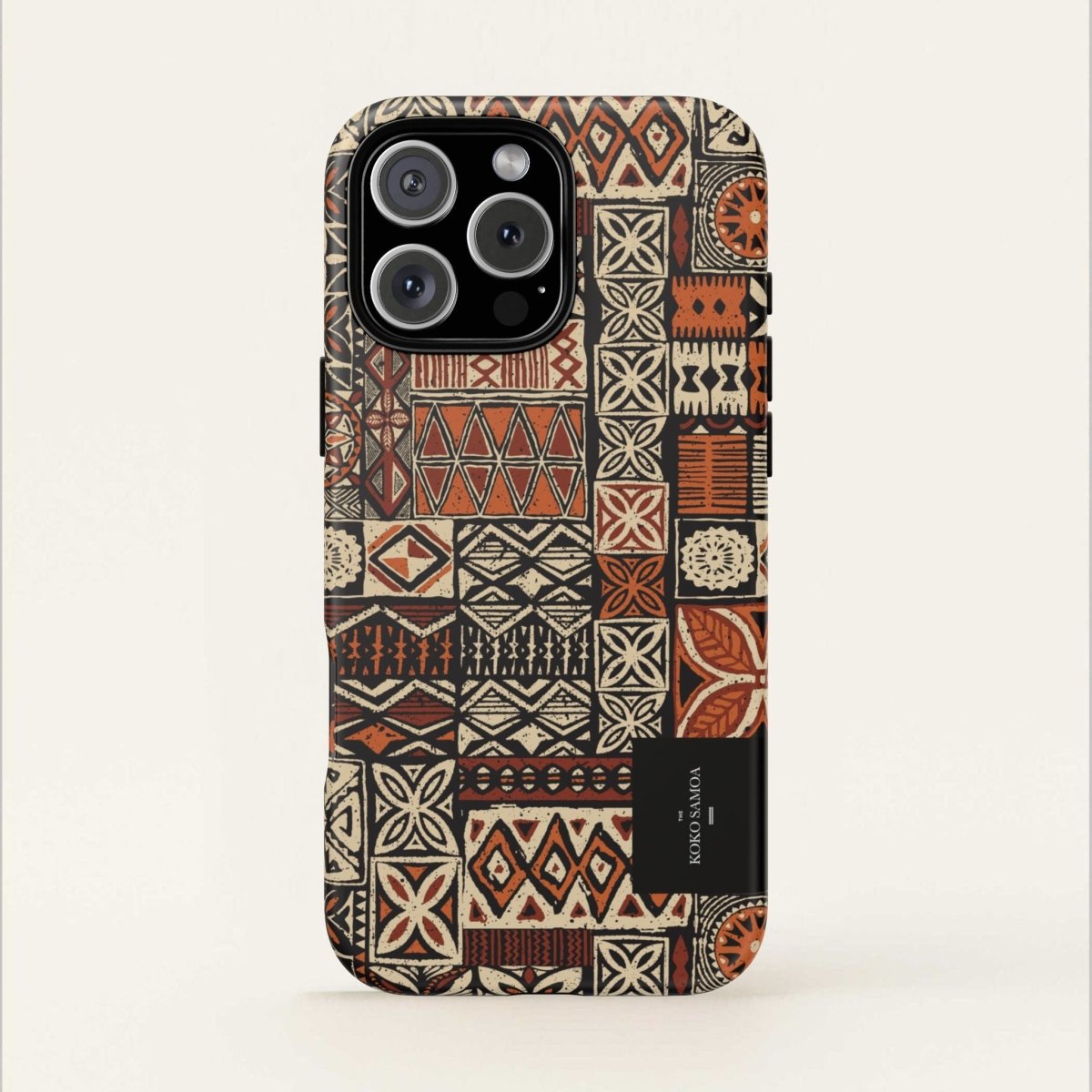 Durable Elei tough phone case with Samoa Koko design, fits AU/NZ/USA models, provides sturdy protection for smartphones.