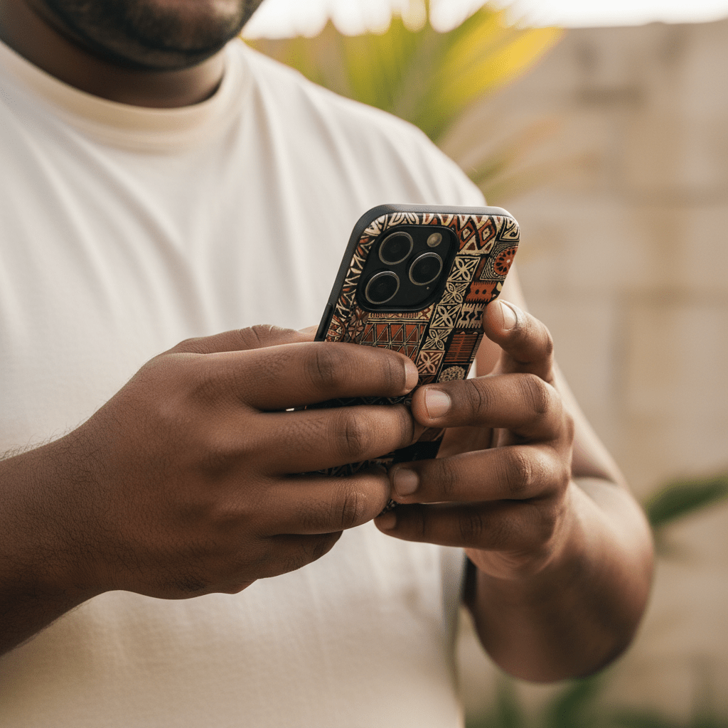 Tough Phone Case Elei design for AU/NZ/USA, durable protective cover with vibrant Samoa-inspired artwork.