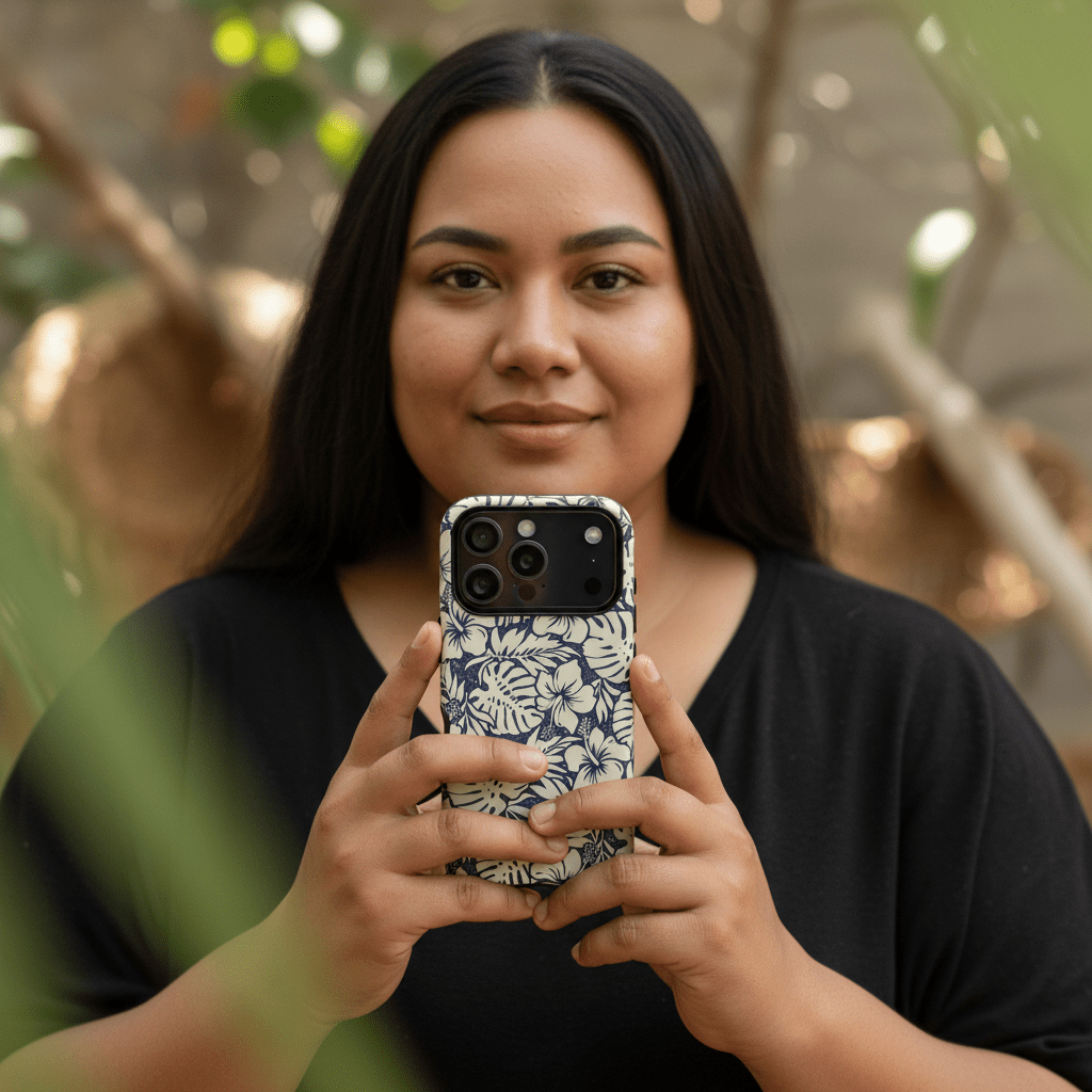 Durable iPhone tough phone case featuring Falefa Breeze, with tropical island artwork and sturdy protection.
