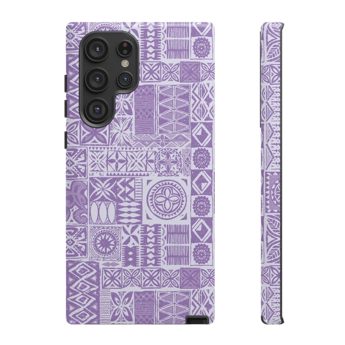 Lavender Elei tough phone case for iPhone 17, glossy protective cover with vibrant lavender pattern.