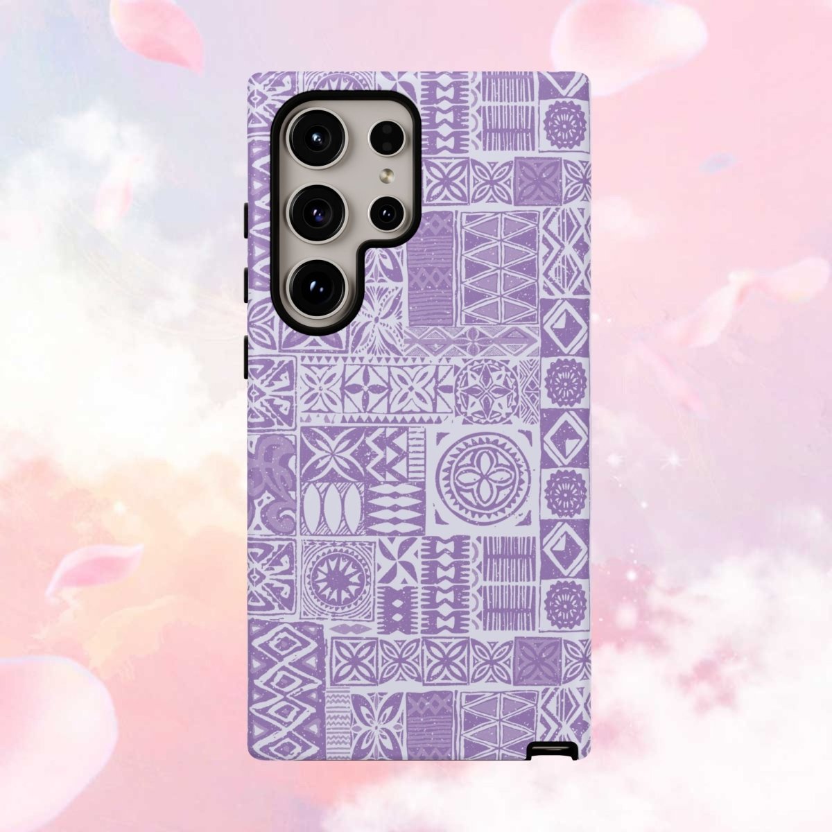 Lavender Elei tough phone case for iPhone 17, glossy finish, durable protective cover for AU, NZ, and USA.