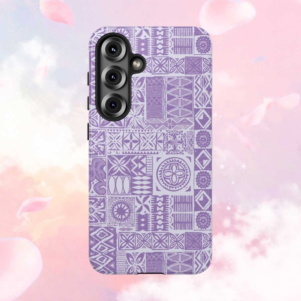 Lavender Elei tough phone case for iPhone 17, glossy finish, designed for AU, NZ, and USA markets, by Printify.