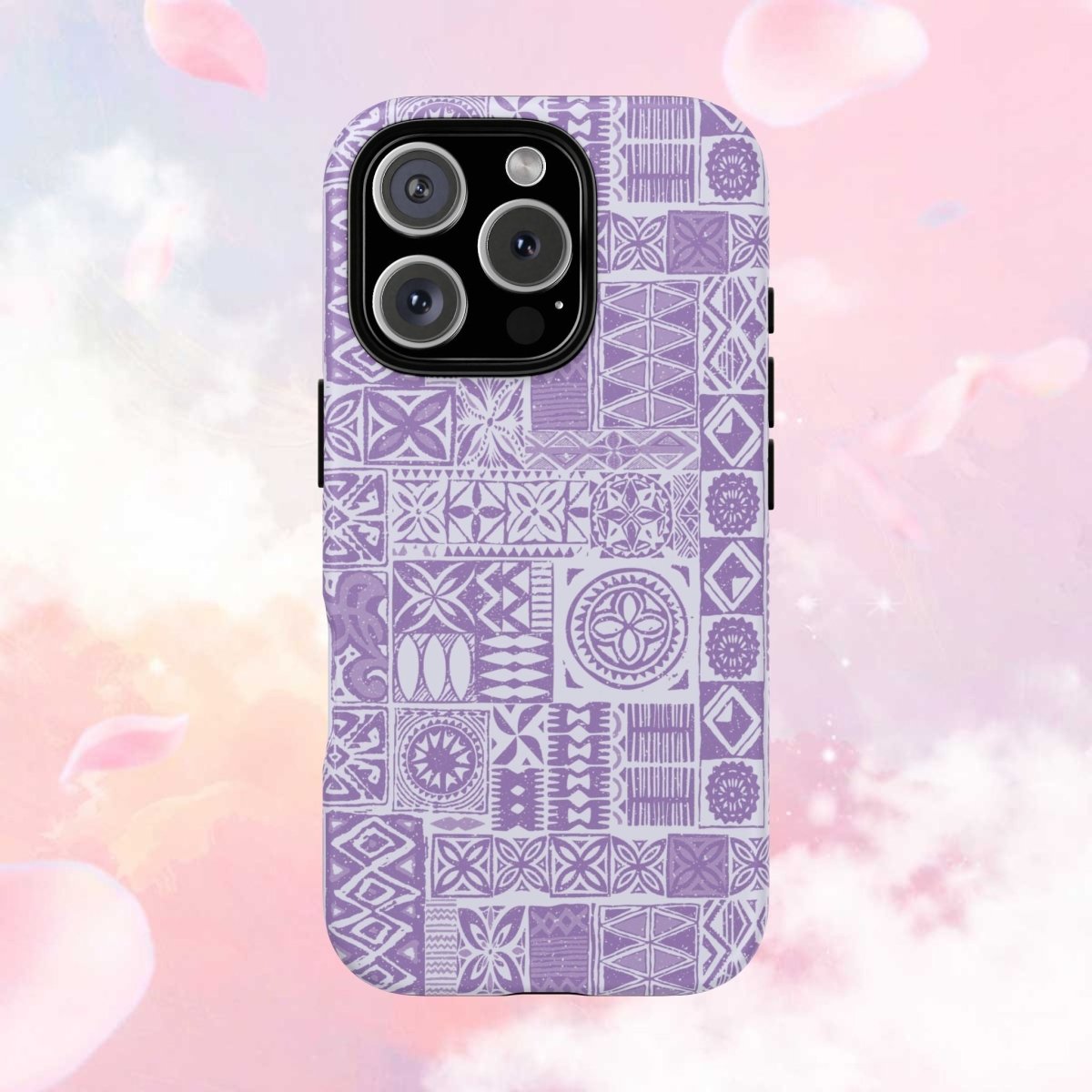 Lavender Elei tough phone case for iPhone 17, glossy finish, durable protective cover for AU, NZ, and USA.