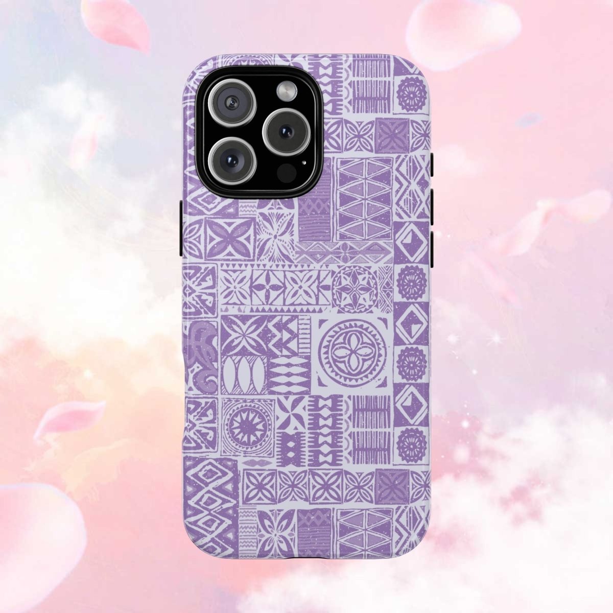 Lavender Elei tough phone case for iPhone 17, glossy protective cover, designed for AU, NZ, and USA markets.