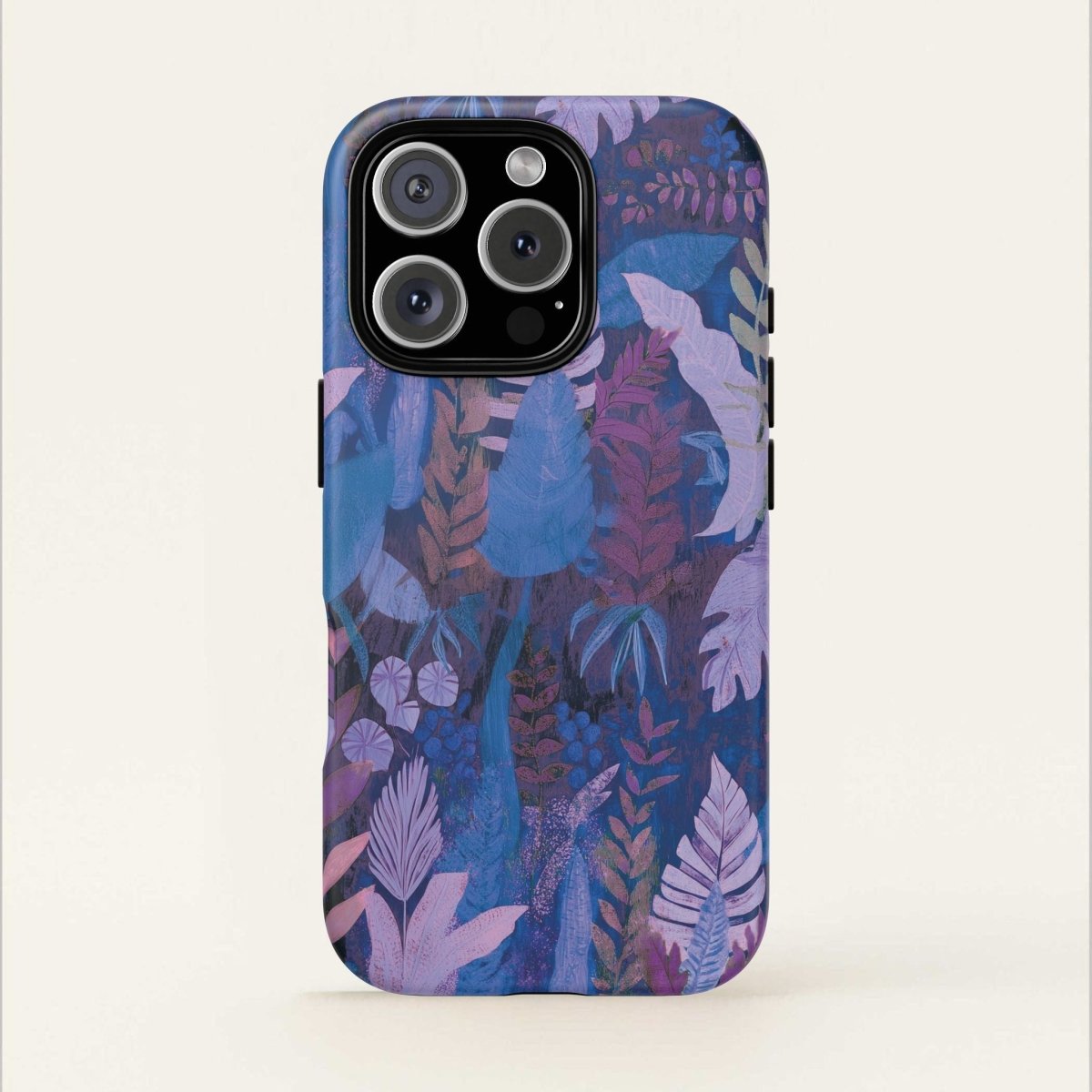 Lavender palms print tough phone case for AU/NZ/USA, durable protective cover with tropical palm design.