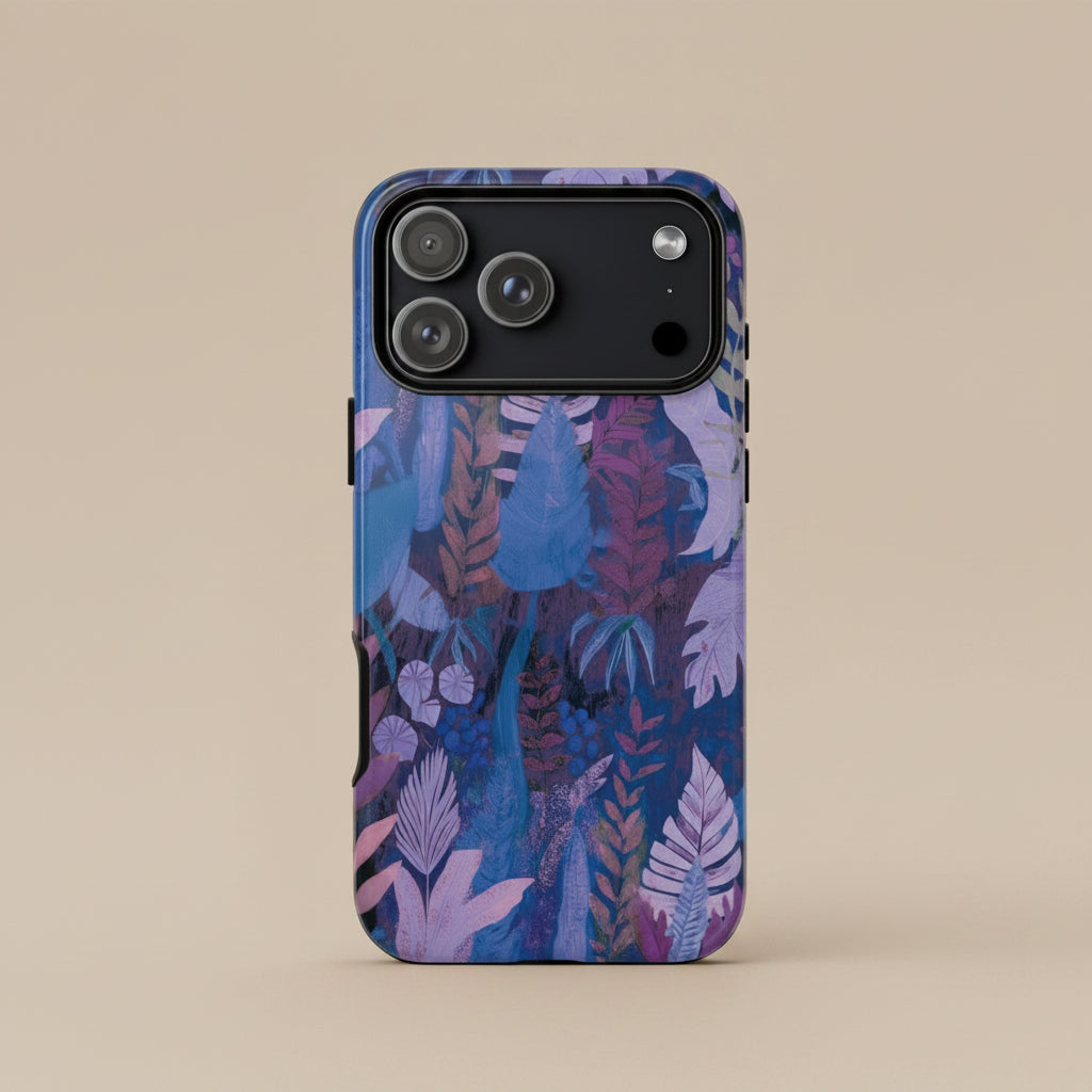 Lavender palms print tough phone case for AU, NZ, and USA, designed for durable protection.