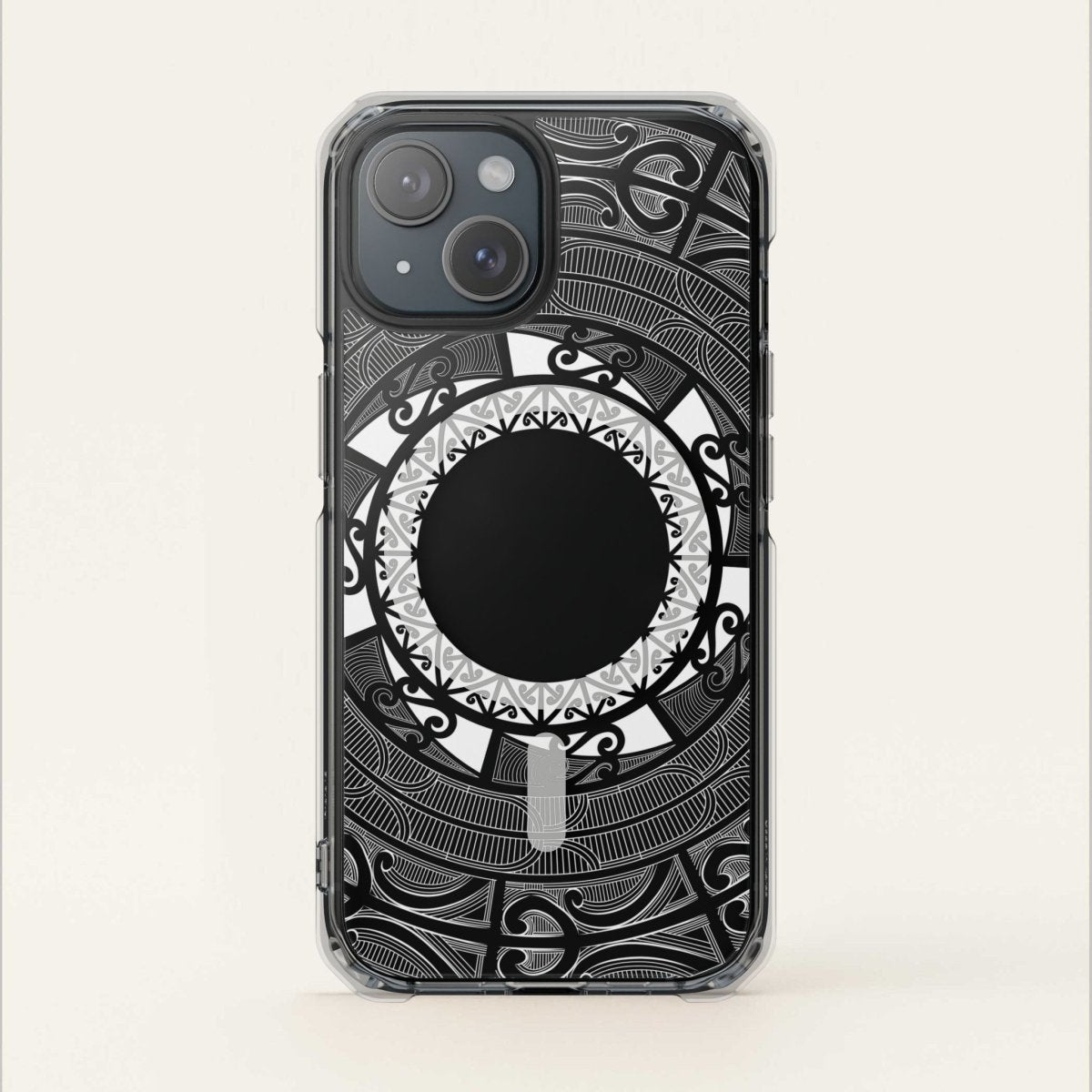 MagSafe clear case for iPhone 16 featuring Māori artwork, designed for AU, NZ, and US markets.