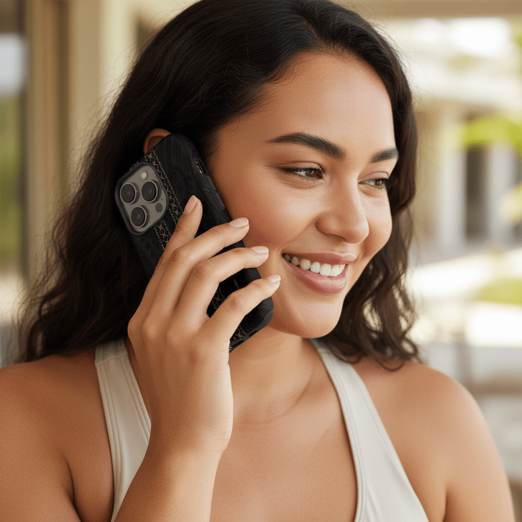 Tough Phone Case for iPhone 17, glossy finish with Malu print, designed for AU, NZ, and USA markets.