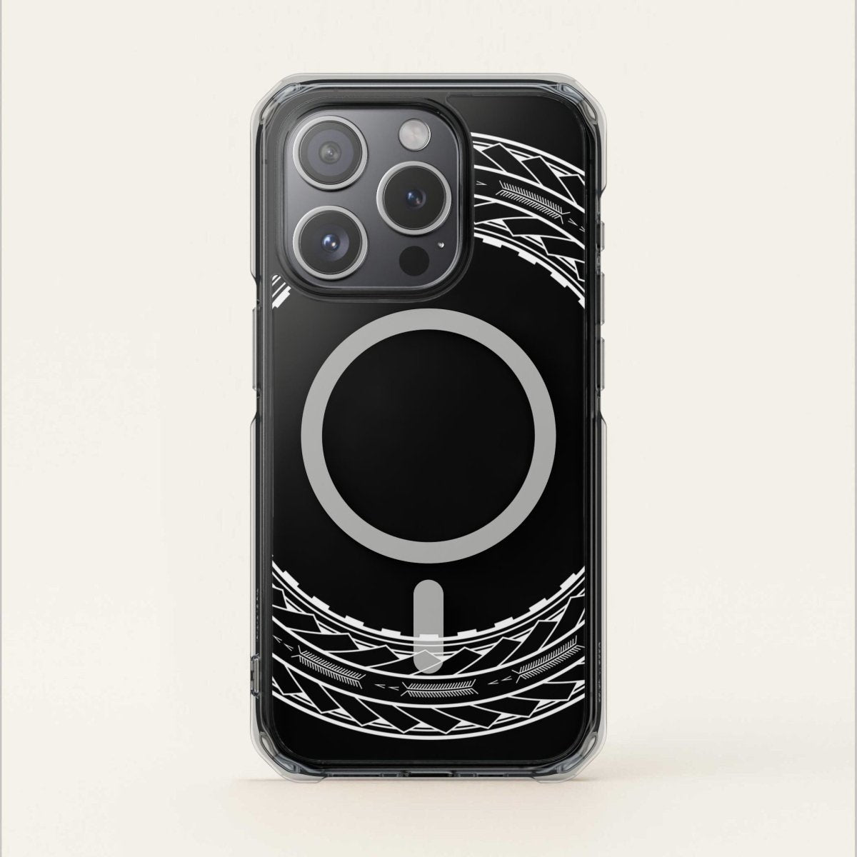 MagSafe iPhone ClearCase with Samoan Arrows design, transparent Magsafe case for iPhone 16.