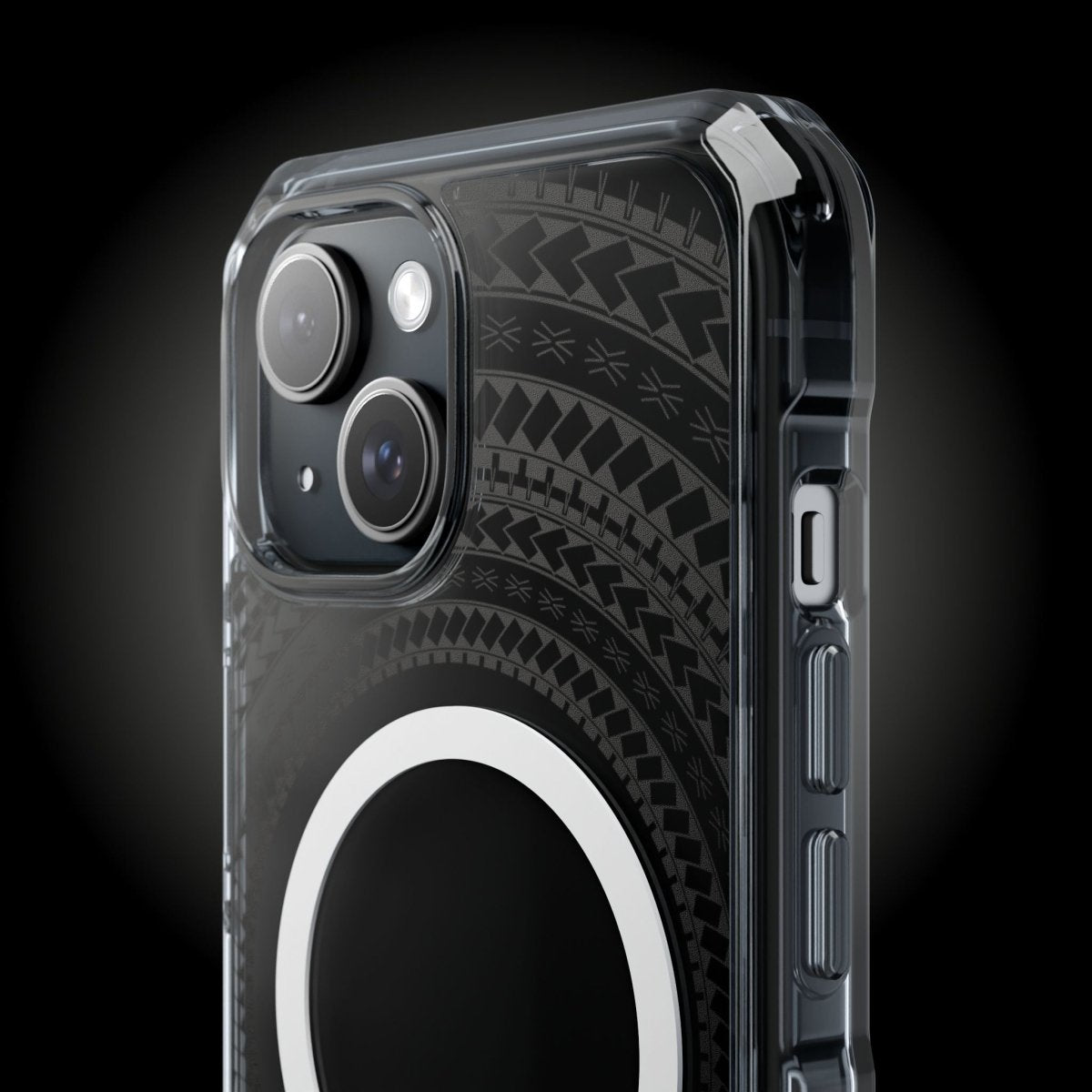 MagSafe clear case for iPhone 16 in Samoan Black with transparent design and MagSafe compatibility.